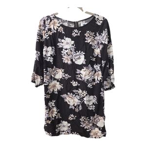 Old Navy Women's Black Floral Print 3/4 Sleeve Dress with Zipper Back Size S